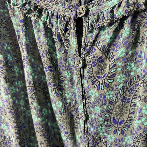 Joie Women's Size 1X Green Blue Pine 100% Silk Asseline Long Sleeve Blouse Top - Picture 7 of 13